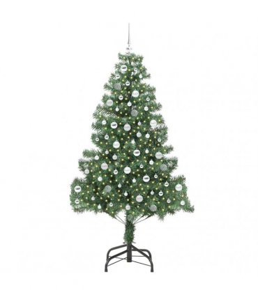 vidaXL Christmas Tree with LED Light Green 210 cm PVC and Steel