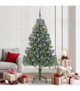 vidaXL Christmas Tree with LED Light Green 210 cm PVC and Steel