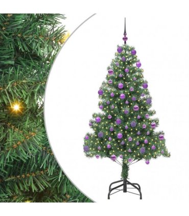 vidaXL Christmas Tree with LED Light Green 210 cm PVC and Steel