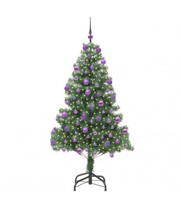 vidaXL Christmas Tree with LED Light Green 210 cm PVC and Steel