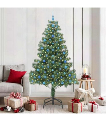 vidaXL Christmas Tree with LED Light Green 210 cm PVC and Steel