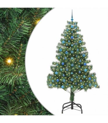 vidaXL Christmas Tree with LED Light Green 210 cm PVC and Steel