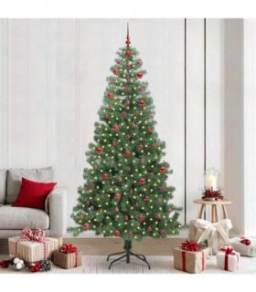 vidaXL Christmas Tree with LED Light Green 240 cm PVC and Steel