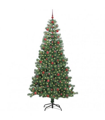 vidaXL Christmas Tree with LED Light Green 240 cm PVC and Steel