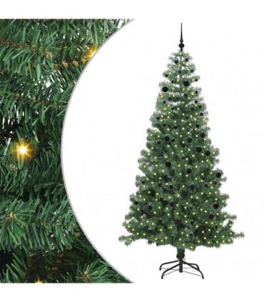 vidaXL Christmas Tree with LED Light Green 240 cm PVC and Steel
