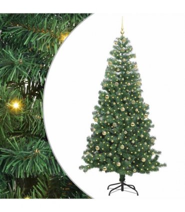 vidaXL Christmas Tree with LED Light Green 240 cm PVC and Steel