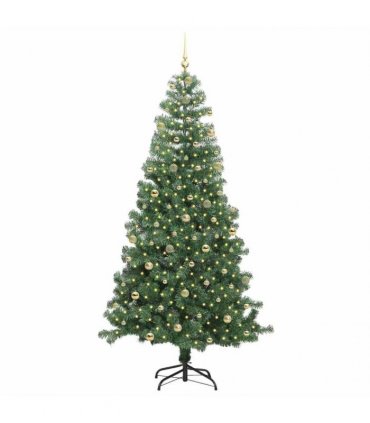 vidaXL Christmas Tree with LED Light Green 240 cm PVC and Steel