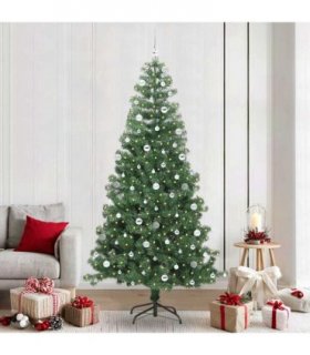 vidaXL Christmas Tree with LED Light Green 240 cm PVC and Steel