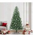 vidaXL Christmas Tree with LED Light Green 240 cm PVC and Steel