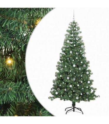 vidaXL Christmas Tree with LED Light Green 240 cm PVC and Steel