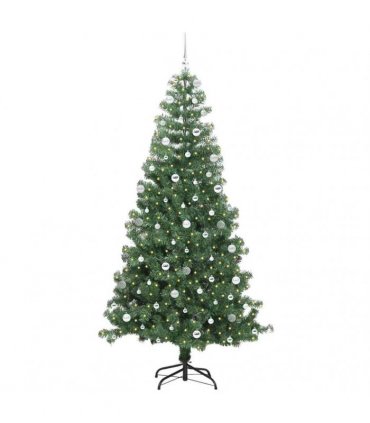 vidaXL Christmas Tree with LED Light Green 240 cm PVC and Steel