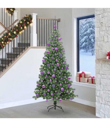 vidaXL Christmas Tree with LED Light Green 240 cm PVC and Steel