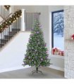 vidaXL Christmas Tree with LED Light Green 240 cm PVC and Steel