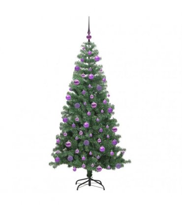 vidaXL Christmas Tree with LED Light Green 240 cm PVC and Steel