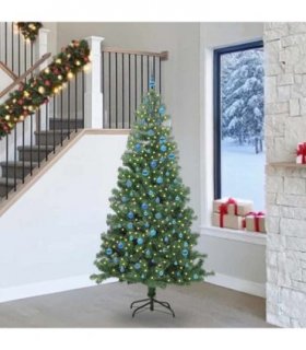 vidaXL Christmas Tree with LED Light Green 240 cm PVC and Steel