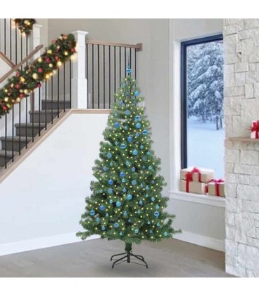 vidaXL Christmas Tree with LED Light Green 240 cm PVC and Steel