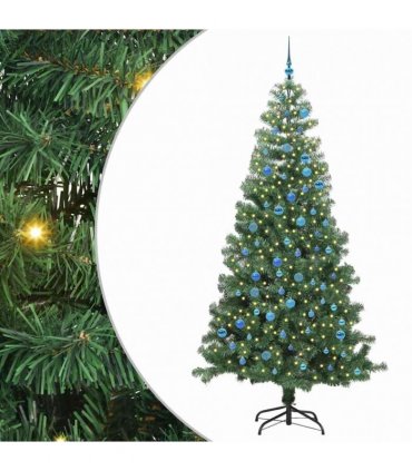 vidaXL Christmas Tree with LED Light Green 240 cm PVC and Steel