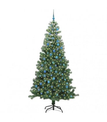vidaXL Christmas Tree with LED Light Green 240 cm PVC and Steel