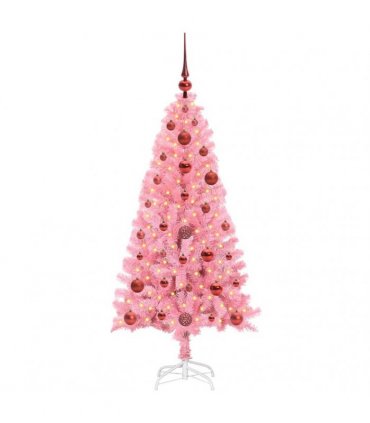 vidaXL Christmas Tree with LED Light Pink 120 cm PVC and Steel
