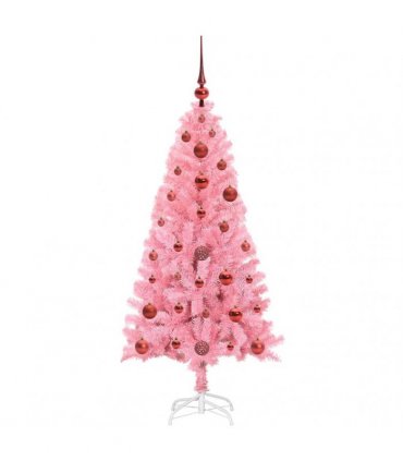 vidaXL Christmas Tree with LED Light Pink 120 cm PVC and Steel