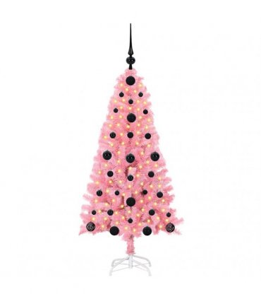 vidaXL Christmas Tree with LED Light Pink 120 cm PVC and Steel