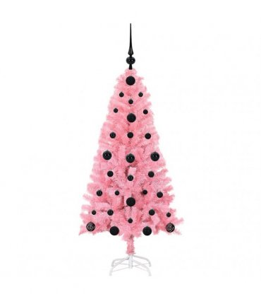 vidaXL Christmas Tree with LED Light Pink 120 cm PVC and Steel
