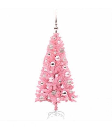 vidaXL Christmas Tree with LED Light Pink 120 cm PVC and Steel