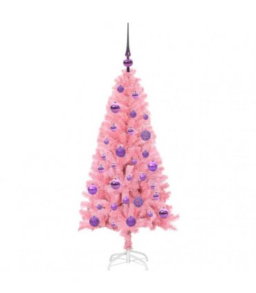 vidaXL Christmas Tree with LED Light Pink 120 cm PVC and Steel
