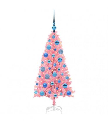 vidaXL Christmas Tree with LED Light Pink 120 cm PVC and Steel
