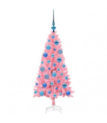 vidaXL Christmas Tree with LED Light Pink 120 cm PVC and Steel