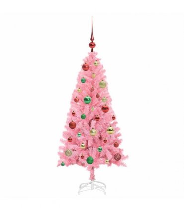 vidaXL Christmas Tree with LED Light Pink 120 cm PVC and Steel