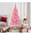 vidaXL Christmas Tree with LED Light Pink 150 cm PVC and Steel