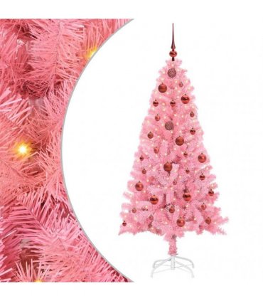 vidaXL Christmas Tree with LED Light Pink 150 cm PVC and Steel