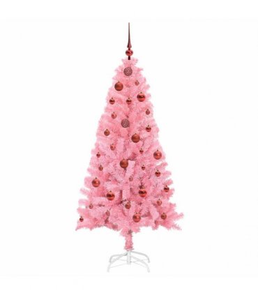 vidaXL Christmas Tree with LED Light Pink 150 cm PVC and Steel