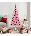 vidaXL Christmas Tree with LED Light Pink 150 cm PVC and Steel
