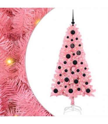 vidaXL Christmas Tree with LED Light Pink 150 cm PVC and Steel
