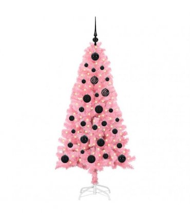 vidaXL Christmas Tree with LED Light Pink 150 cm PVC and Steel