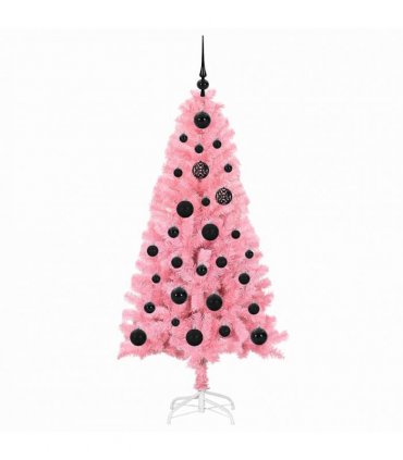 vidaXL Christmas Tree with LED Light Pink 150 cm PVC and Steel