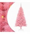 vidaXL Christmas Tree with LED Light Pink 150 cm PVC and Steel
