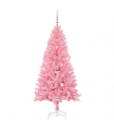 vidaXL Christmas Tree with LED Light Pink 150 cm PVC and Steel
