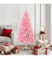 vidaXL Christmas Tree with LED Light Pink 150 cm PVC and Steel