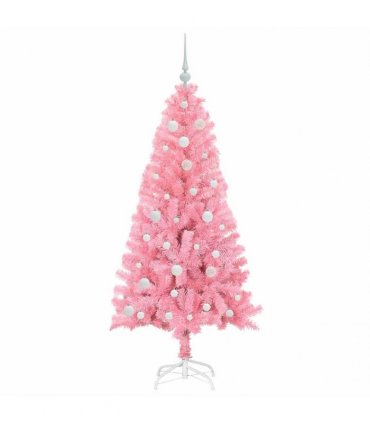 vidaXL Christmas Tree with LED Light Pink 150 cm PVC and Steel