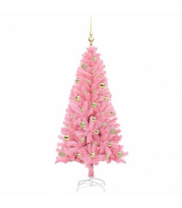 vidaXL Christmas Tree with LED Light Pink 150 cm PVC and Steel