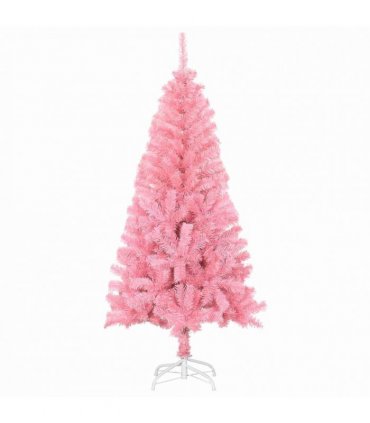 vidaXL Christmas Tree with LED Light Pink 150 cm PVC and Steel