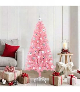 vidaXL Christmas Tree with LED Light Pink 150 cm PVC and Steel