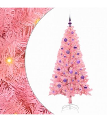 vidaXL Christmas Tree with LED Light Pink 150 cm PVC and Steel