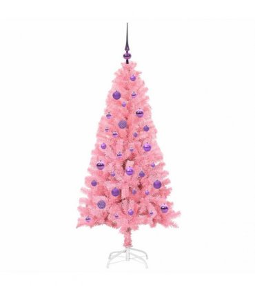 vidaXL Christmas Tree with LED Light Pink 150 cm PVC and Steel