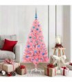 vidaXL Christmas Tree with LED Light Pink 150 cm PVC and Steel