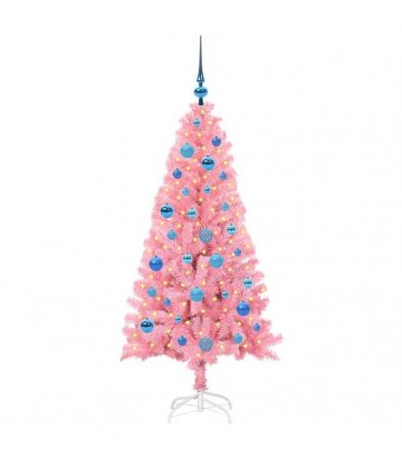 vidaXL Christmas Tree with LED Light Pink 150 cm PVC and Steel