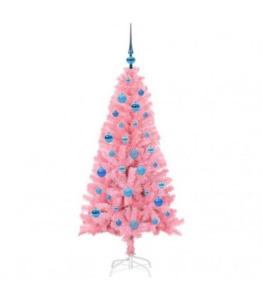 vidaXL Christmas Tree with LED Light Pink 150 cm PVC and Steel